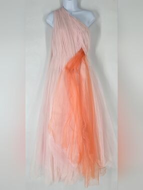 Carolina Herrera Pink One Shoulder Dress with Draped Tulle Size 4 Fall 2019 NEW